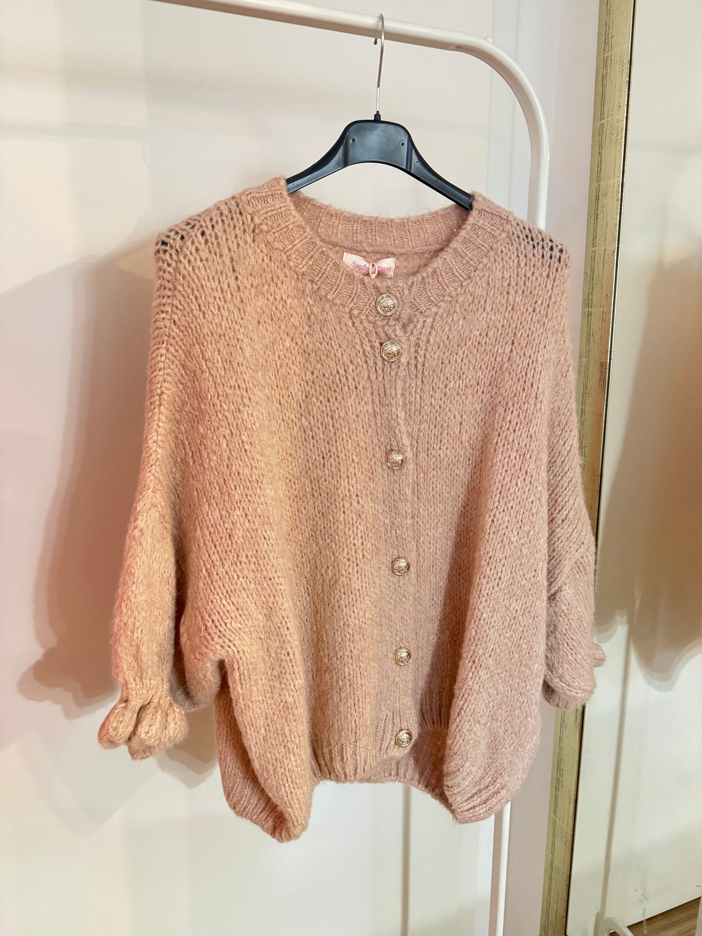 Cardigan mit Rüschenärmeln - Altrosa