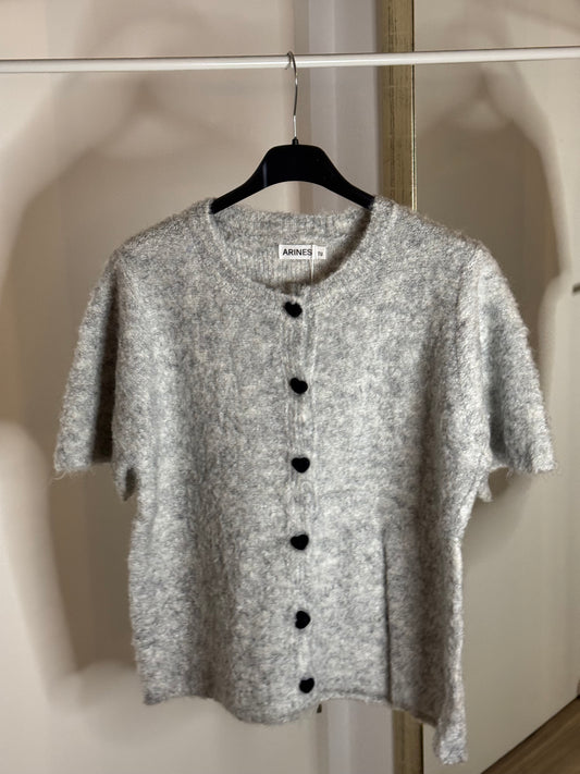 Cardigan mit herzförmigen Knöpfen - grau