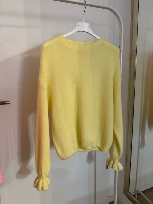 Pullover mit Rüschenärmeln - Zitronengelb