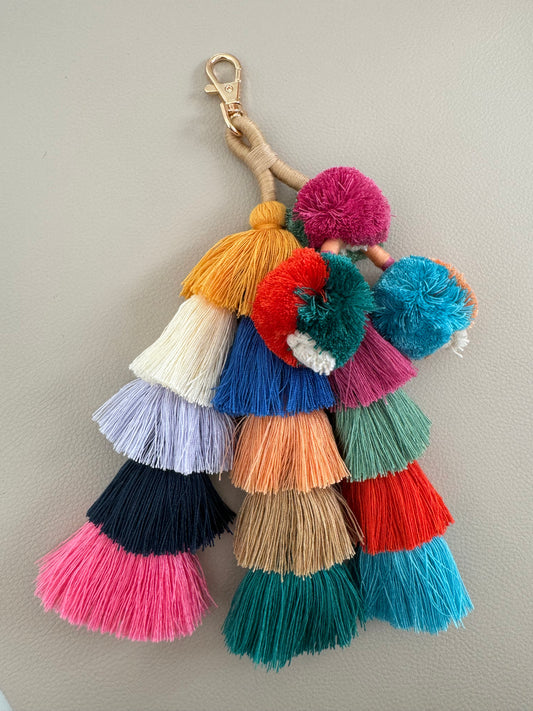 Schlüsselanhänger Pompon Bunt XL